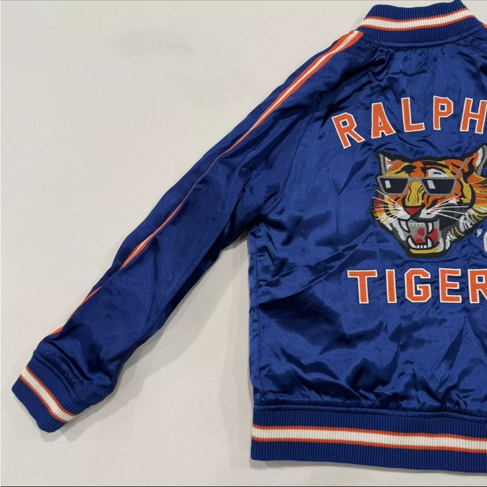Rare POLO Ralph Lauren Blue Satin Varsity Letterman Jacket Boys 6/7 - Picture 10 of 14